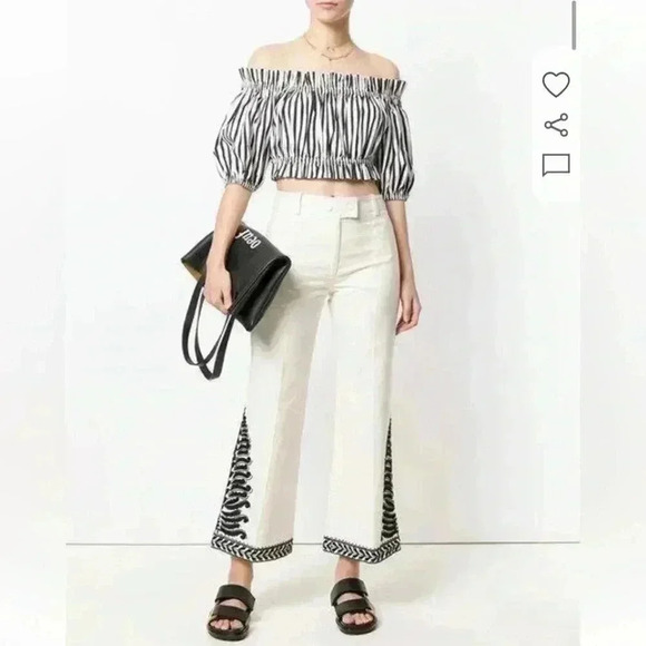 New with tags Tory Burch embroidered pant in new ivory in size 10 - Picture 1 of 9